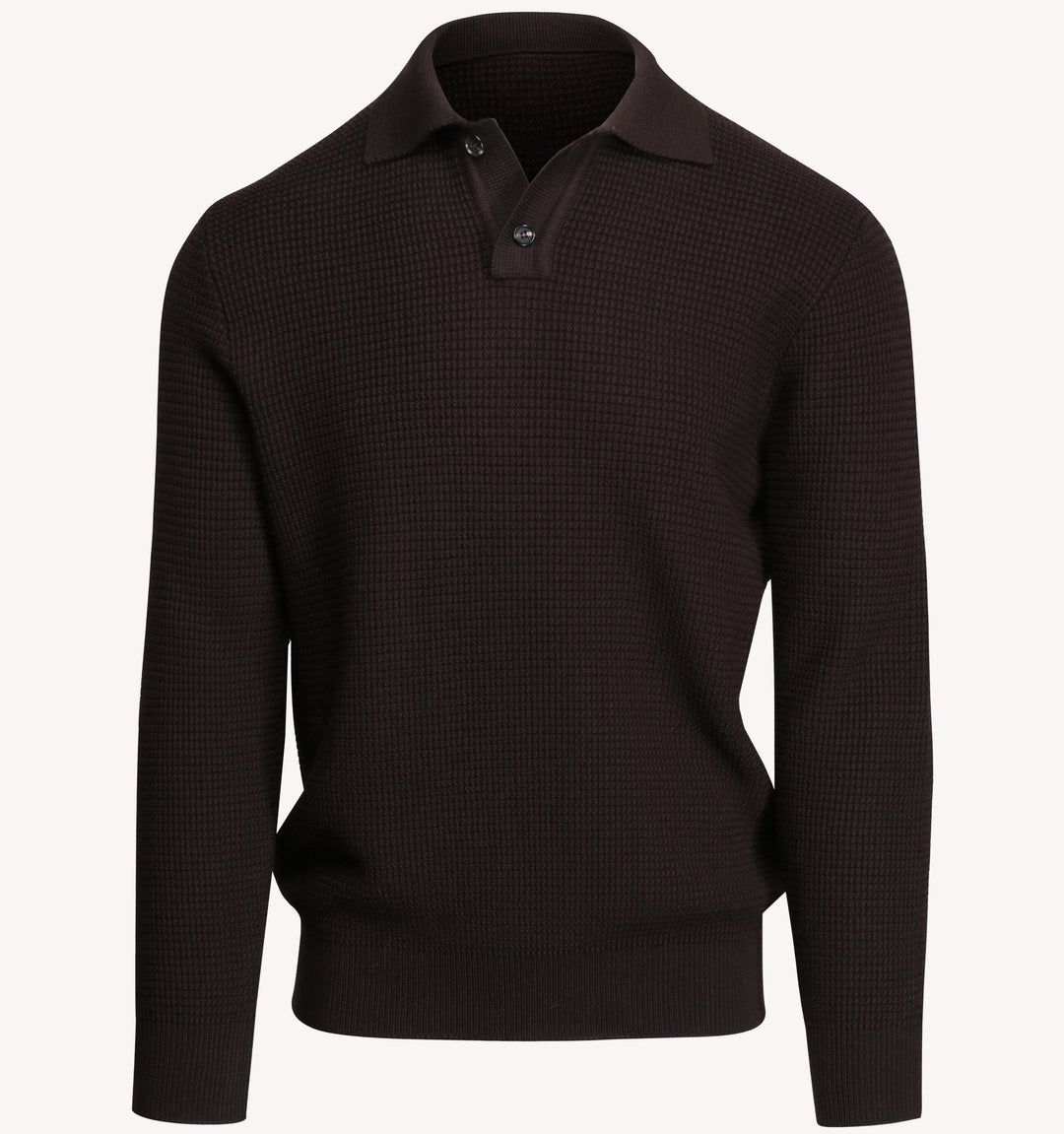 Isaia Waffle Knit Polo in Chocolate