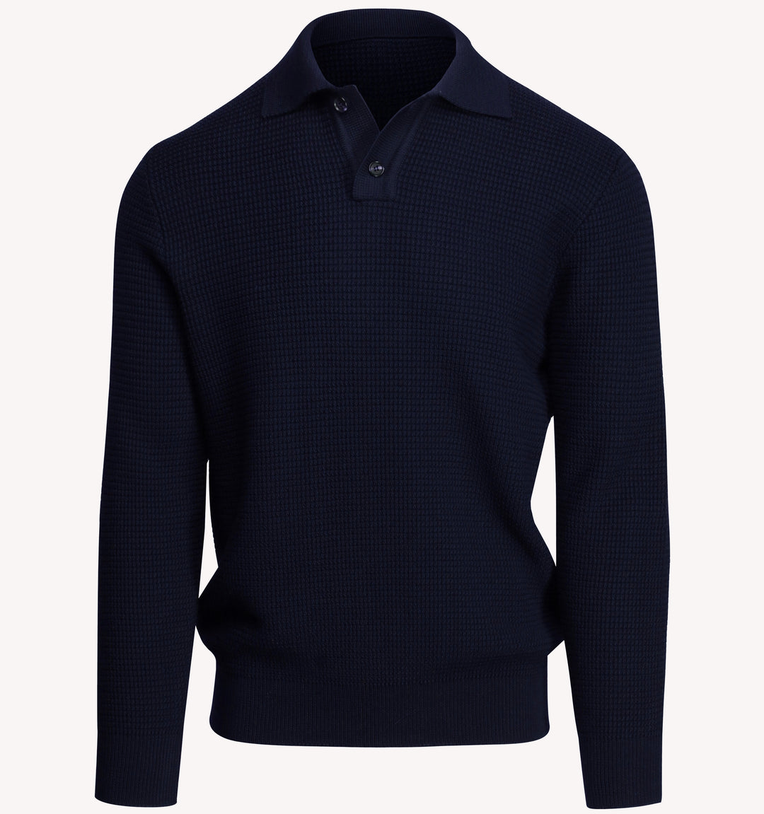 Isaia Waffle Knit Polo in Navy