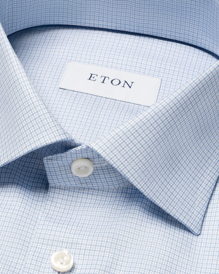 Eton Micro Check Dress Shirt in Light Blue