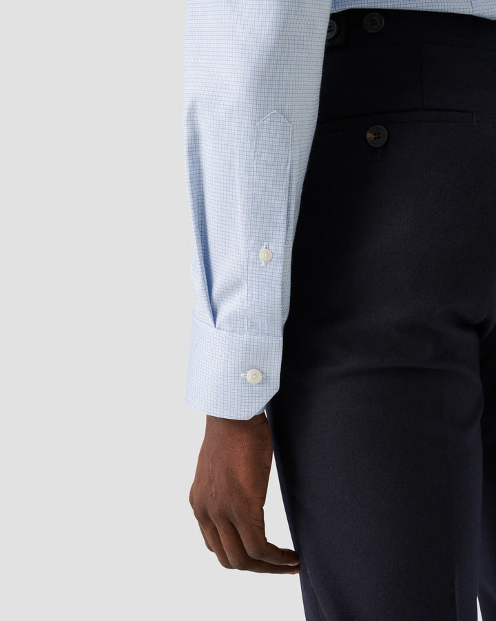 Eton Micro Check Dress Shirt in Light Blue