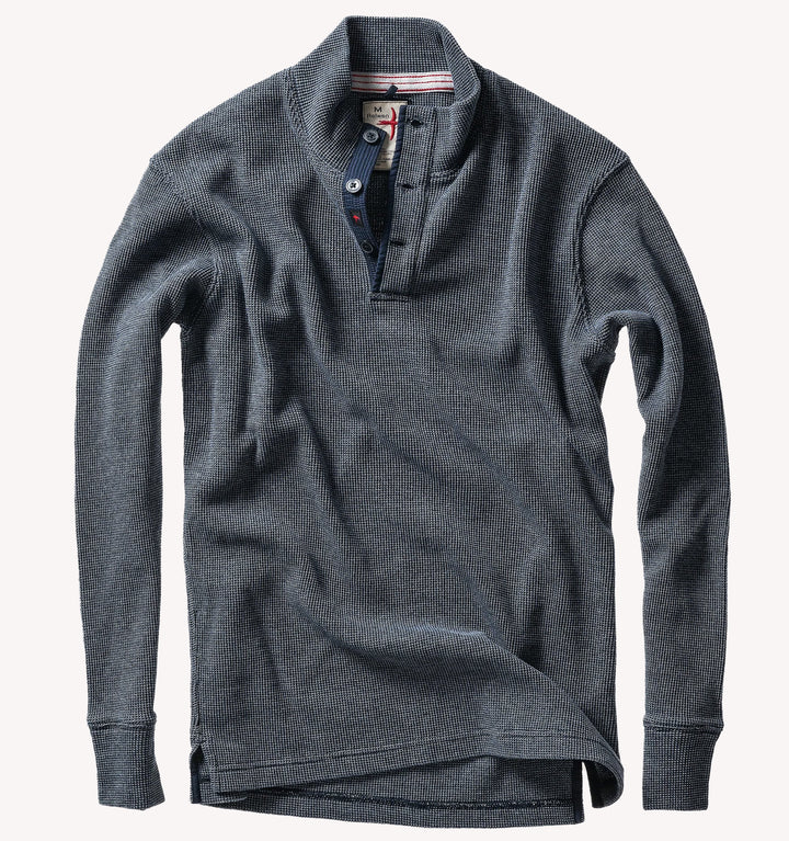 Relwen Bi Waffle Mock in Navy