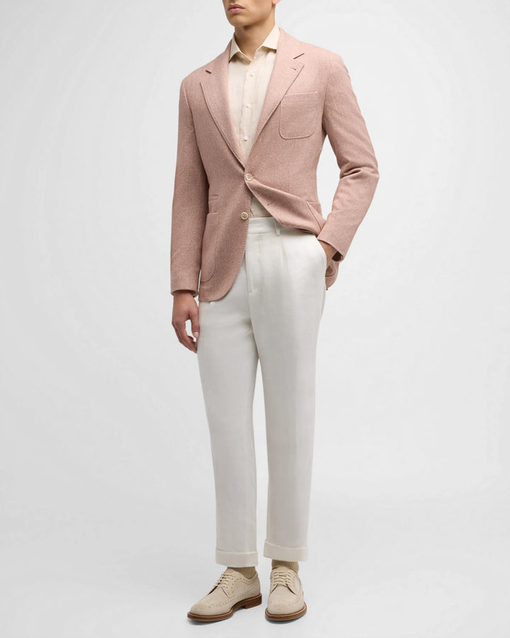 Brunello Cucinelli Herringbone Sport Coat in Coral