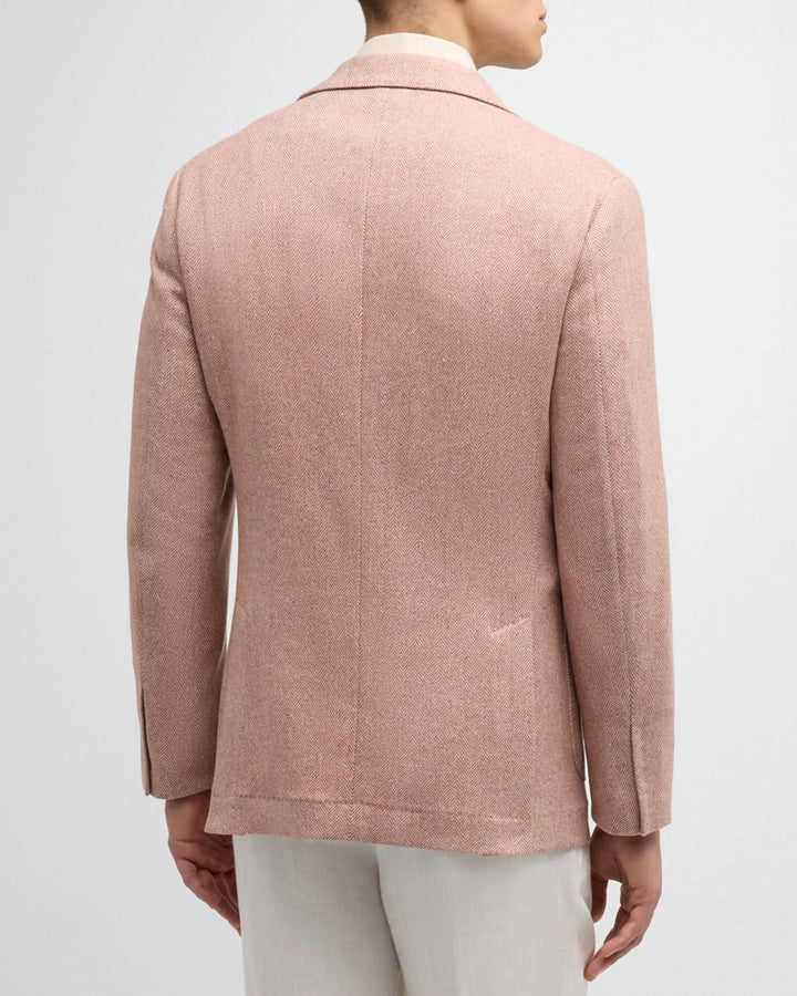 Brunello Cucinelli Herringbone Sport Coat in Coral