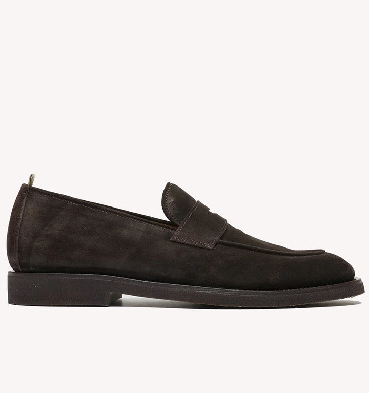 Officine Creative Opera Flexi Suede Penny Loafer in Dark Brown