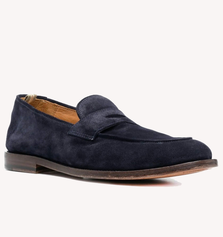 Officine Creative Opera Suede Penny Loafer in Navy