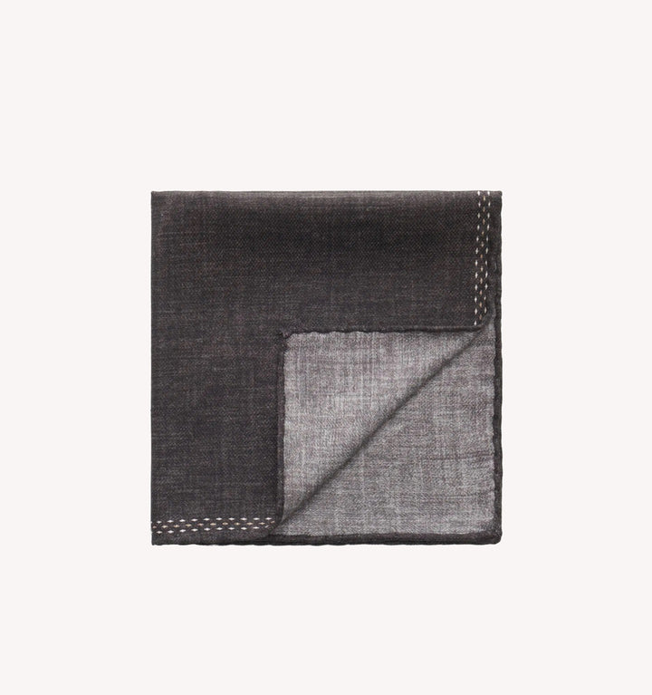 Brunello Cucinelli Logo Pocket Square in Nero Burro Sabbia