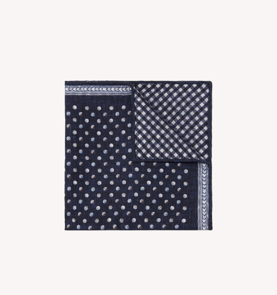 Brunello Cucinelli Dotted Reversible Pocket Square in Navy