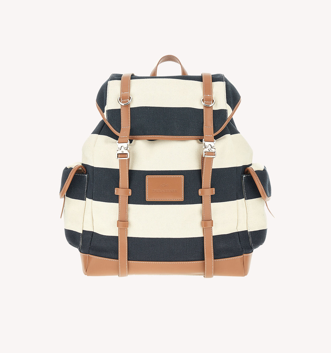 blue and white backpack leather Paul & Shark Striped Canvas Backpack in Blue Cream