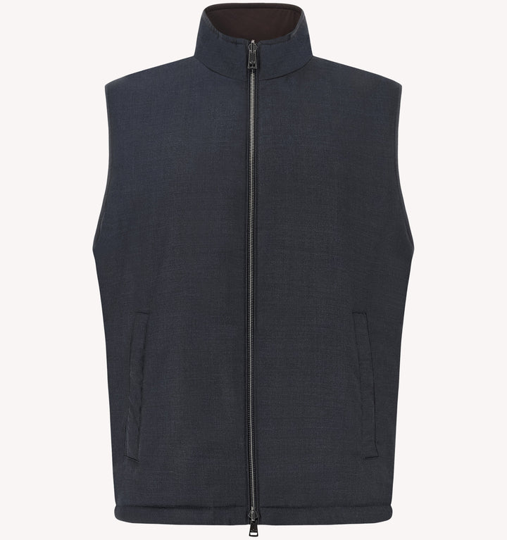 Paul & Shark Reversible Gilet in Blue Dark Brown