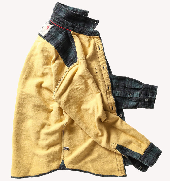 Relwen Chamois-Lined Flannel in Green Navy Black Plaid