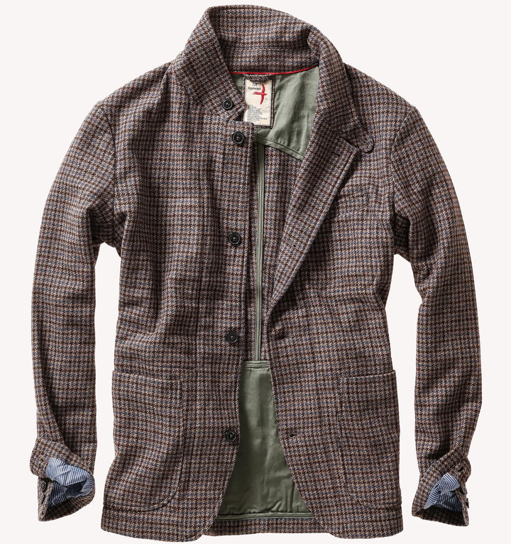 Relwen Heritage Trap Blazer in Brown Blue Check