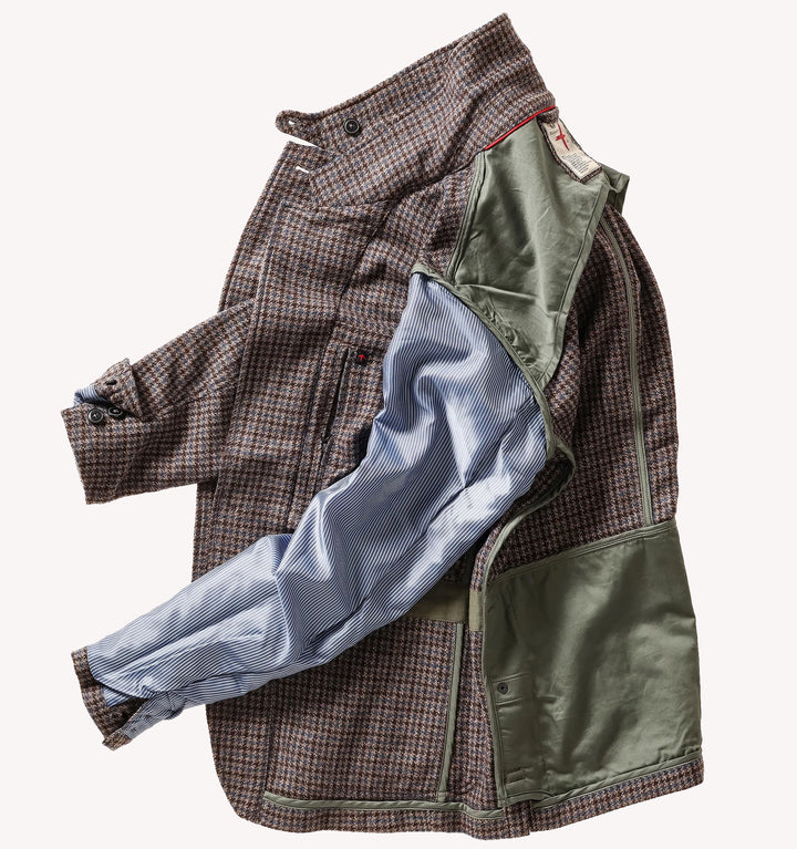 Relwen Heritage Trap Blazer in Brown Blue Check