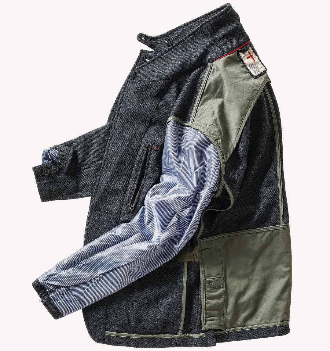 Relwen Heritage Trap Blazer in Blue Black Twill