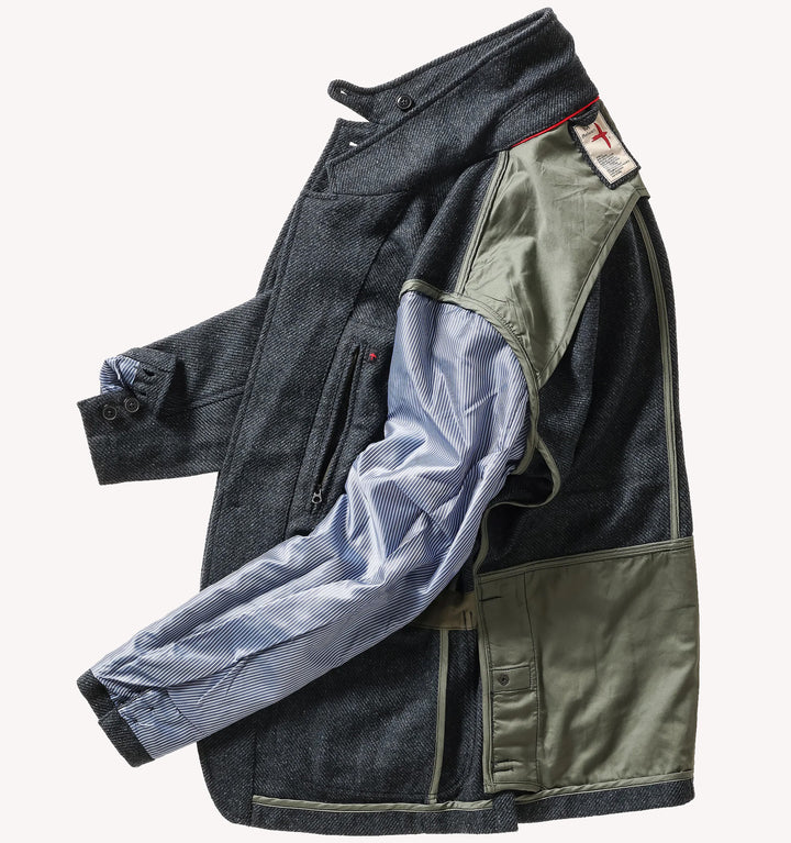 Relwen Heritage Trap Blazer in Blue Black Twill