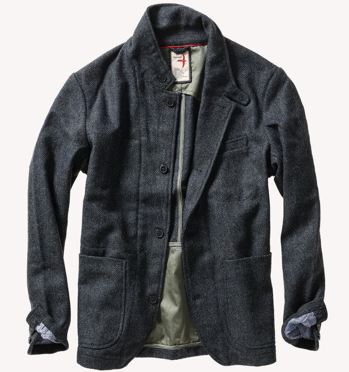 Relwen Heritage Trap Blazer in Blue Black Twill