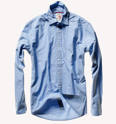 Relwen Highland Blues Sport Shirt in Blue White Stripe