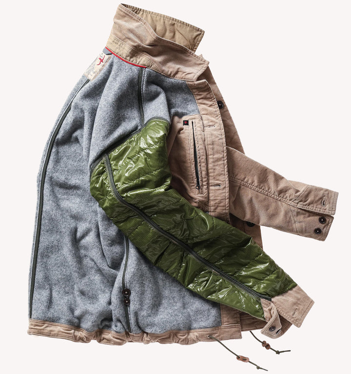 Relwen Pile Lined Chore Coat in Buff Khaki Cord