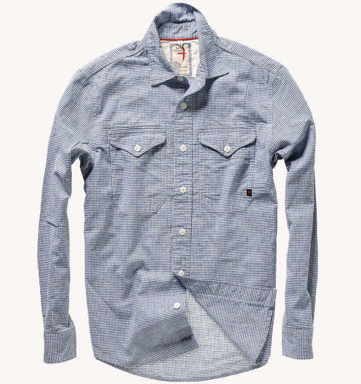 Relwen Utility Blues Sport Shirt in White Blue Deco Check