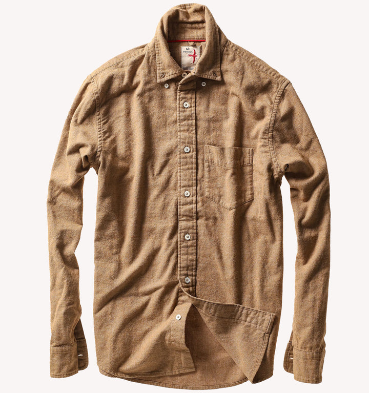 Relwen Flyweight Flannel Sport Shirt in Dark Honey Twill