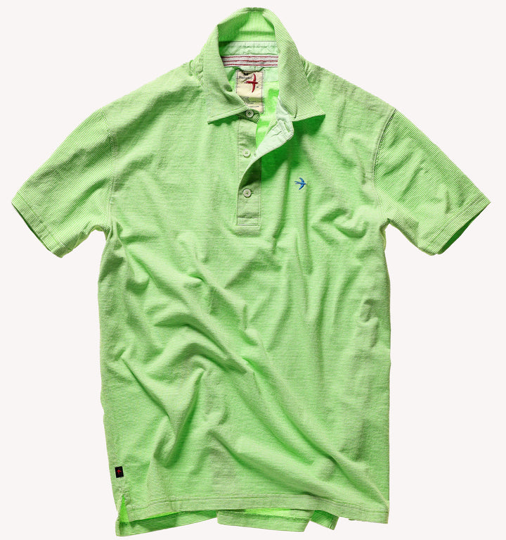 Relwen Ringspun Polo in Lime White Stripe
