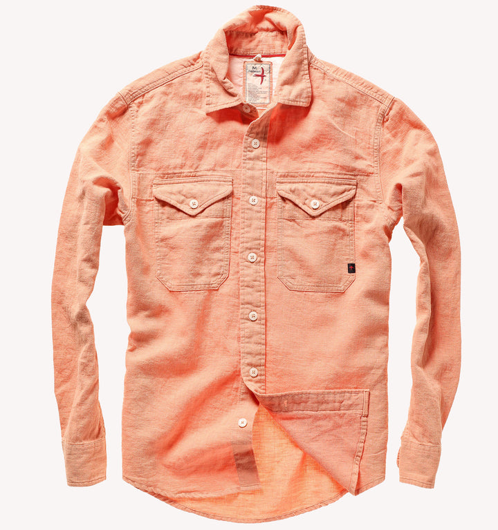 Relwen Linen Workshirt in Coral Fade