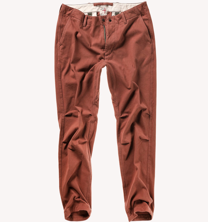 Relwen Moleskin Chino Sport Pant in Clay Red