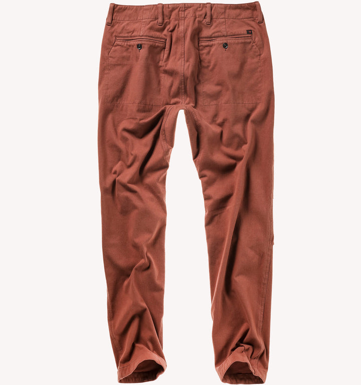 Relwen Moleskin Chino Sport Pant in Clay Red