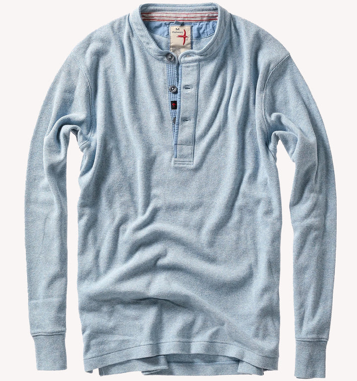 Relwen French Rib Henley in Pale Blue Heather
