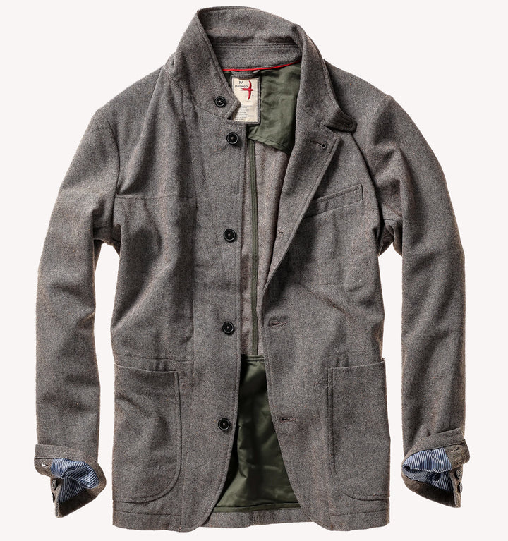 Relwen Heritage Trap Blazer in Light Charcoal Nep Tweed