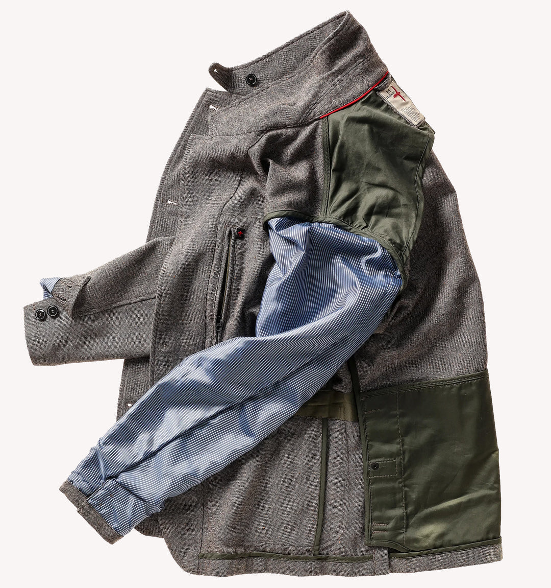 Relwen Heritage Trap Blazer in Light Charcoal Nep Tweed
