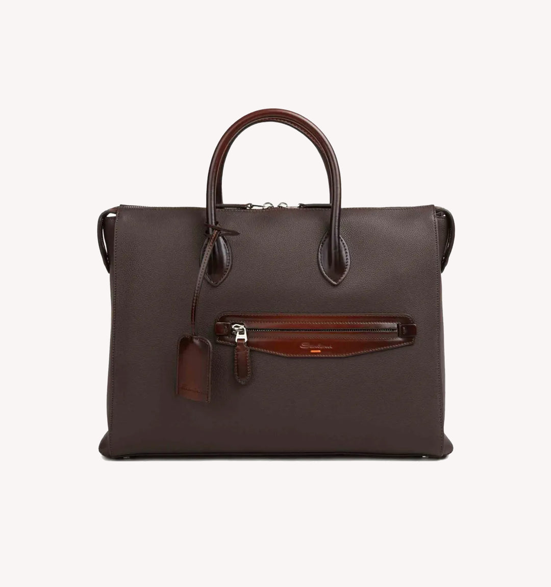 Santoni Briefcase in Dark Brown