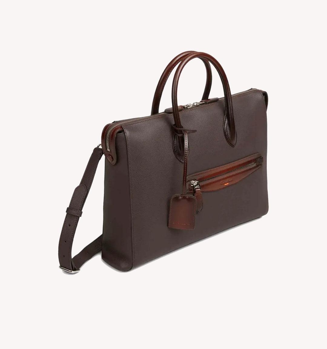 Santoni Briefcase in Dark Brown