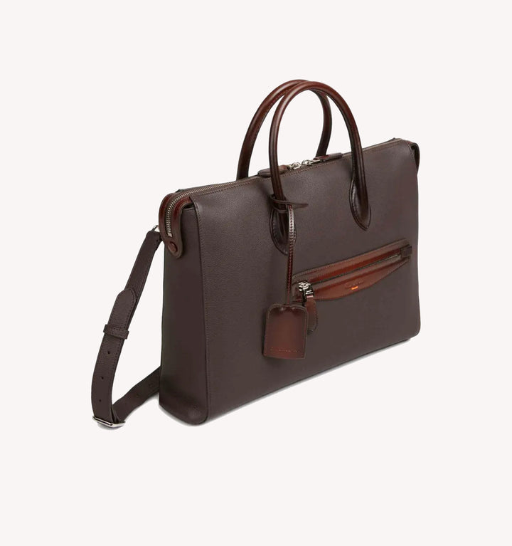 Santoni Briefcase in Dark Brown