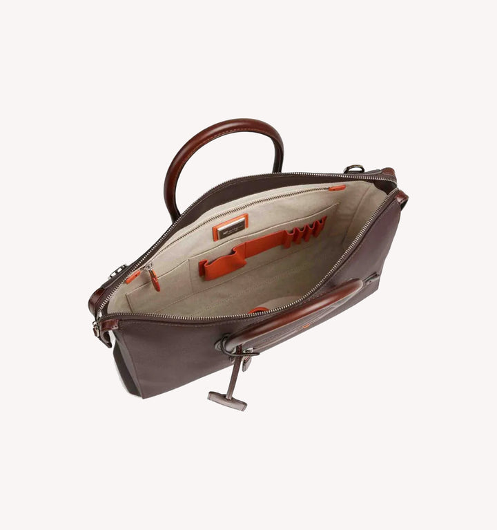 Santoni Briefcase in Dark Brown