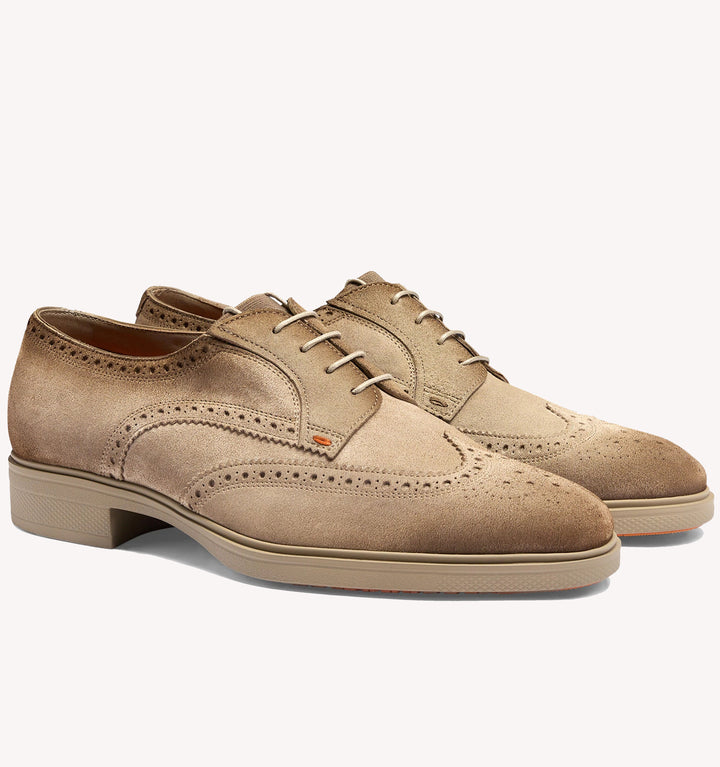 Santoni Easy Brogue Lace-up Shoe in Beige