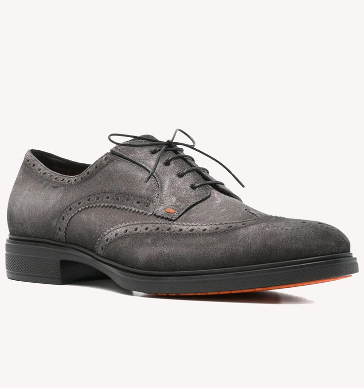 Santoni Easy Brogue Lace-up Shoe in Dark Grey