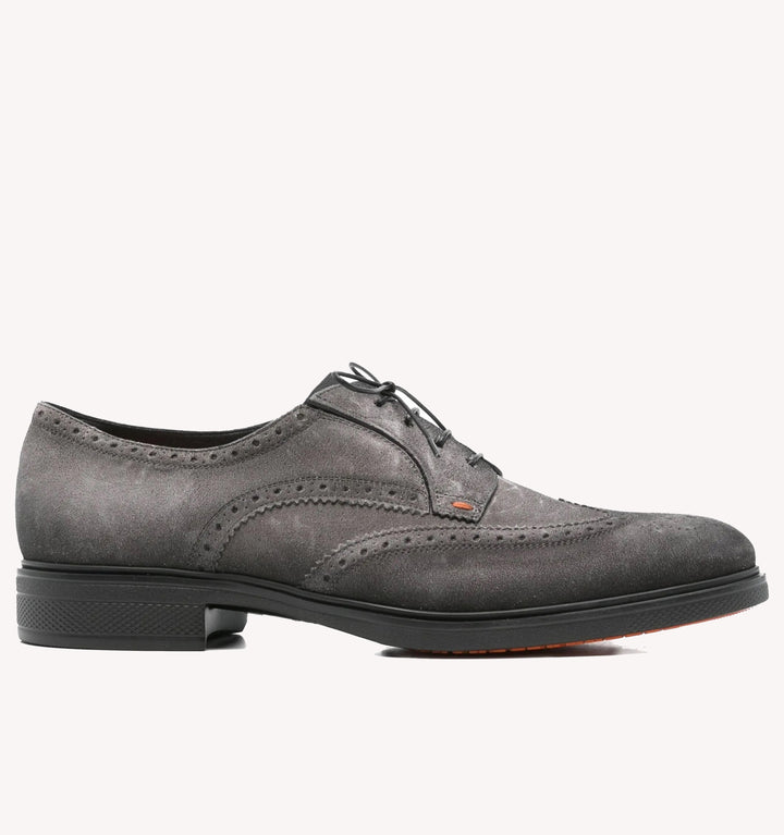 Santoni Easy Brogue Lace-up Shoe in Dark Grey