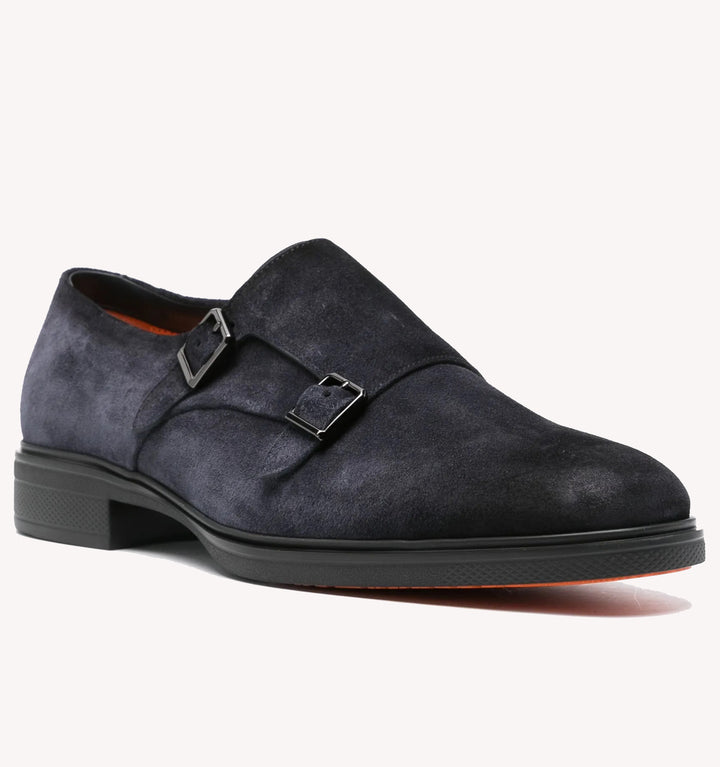 Santoni Easy Monk Strap Loafer in Navy