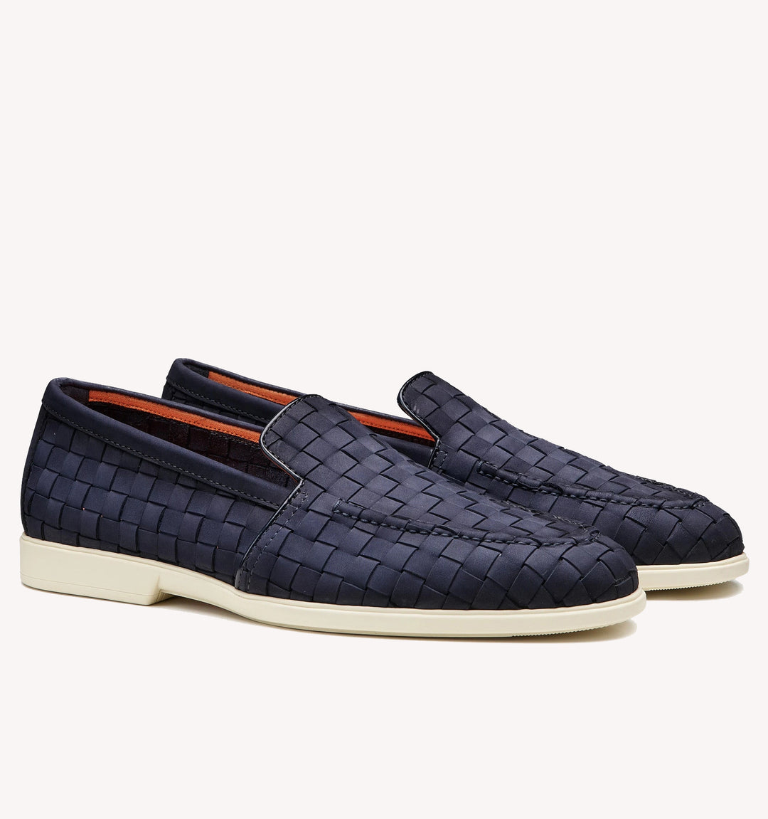 Santoni Malibu Woven Loafer in Navy