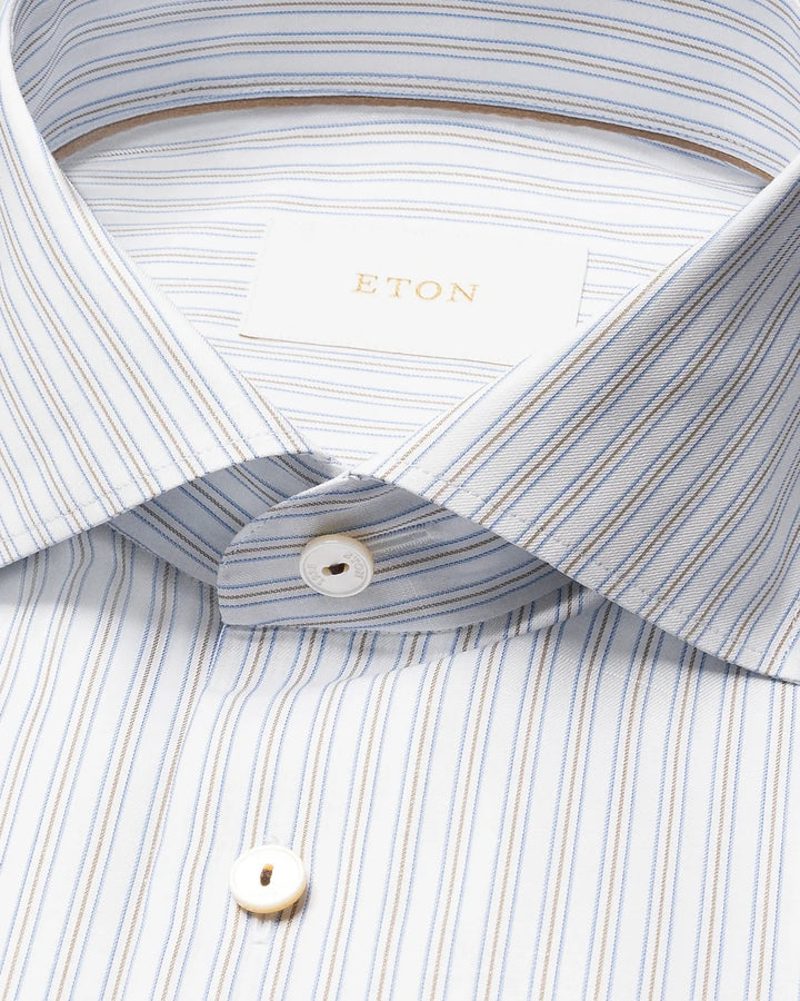 Eton Stripe Dress Shirt in White Multi