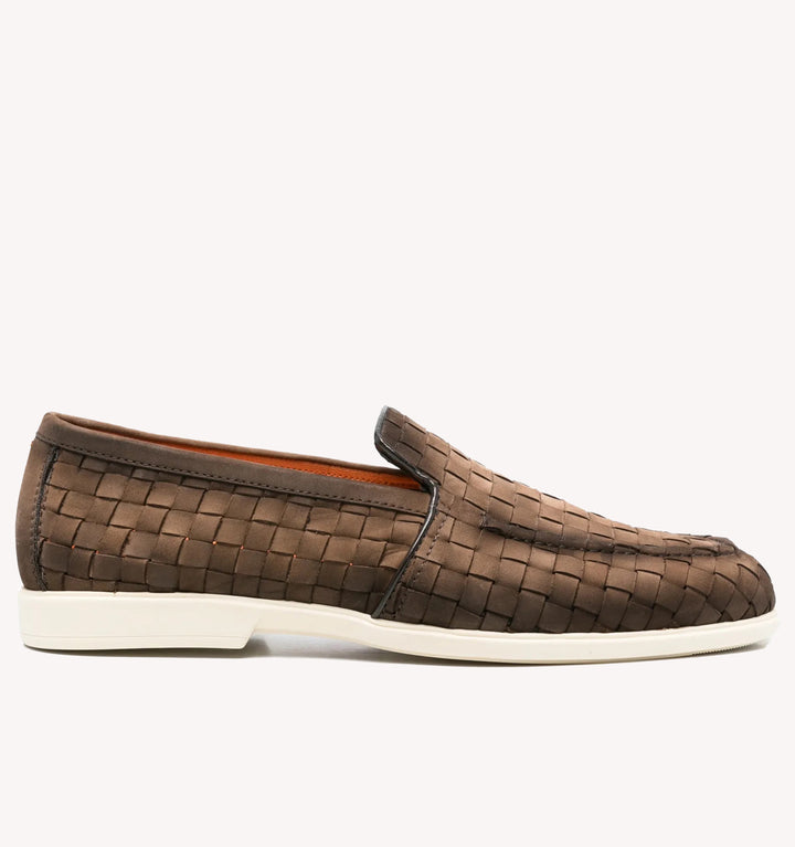 Santoni Malibu Woven Loafer in Brown