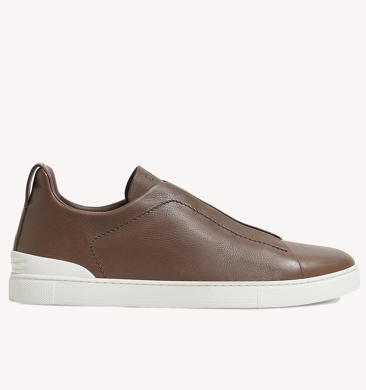 Zegna Triple Stitch Sneaker in Brown