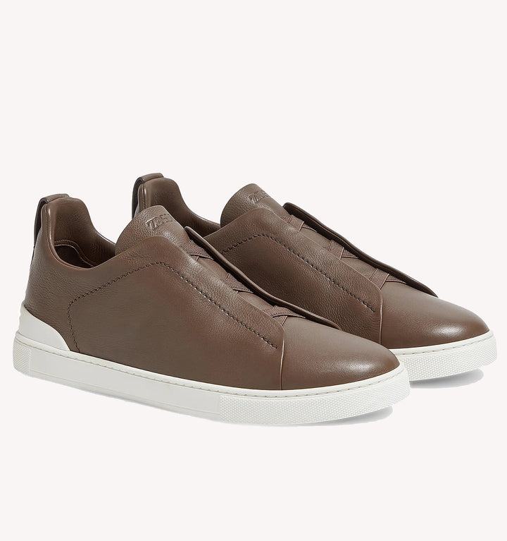 Zegna Triple Stitch Sneaker in Brown