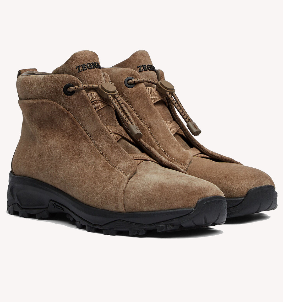 Zegna Triple Stitch Suede Boot in Taupe