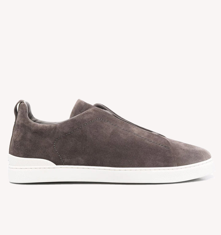 Zegna Triple Stitch Suede Sneaker in Mocha