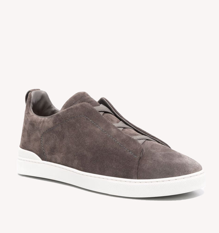 Zegna Triple Stitch Suede Sneaker in Mocha