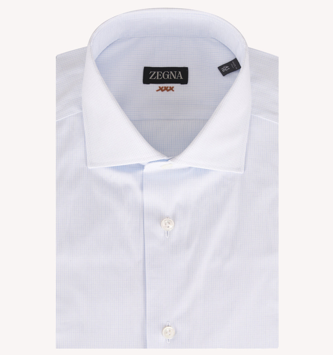 Zegna Mini Check Dress Shirt in Light Blue