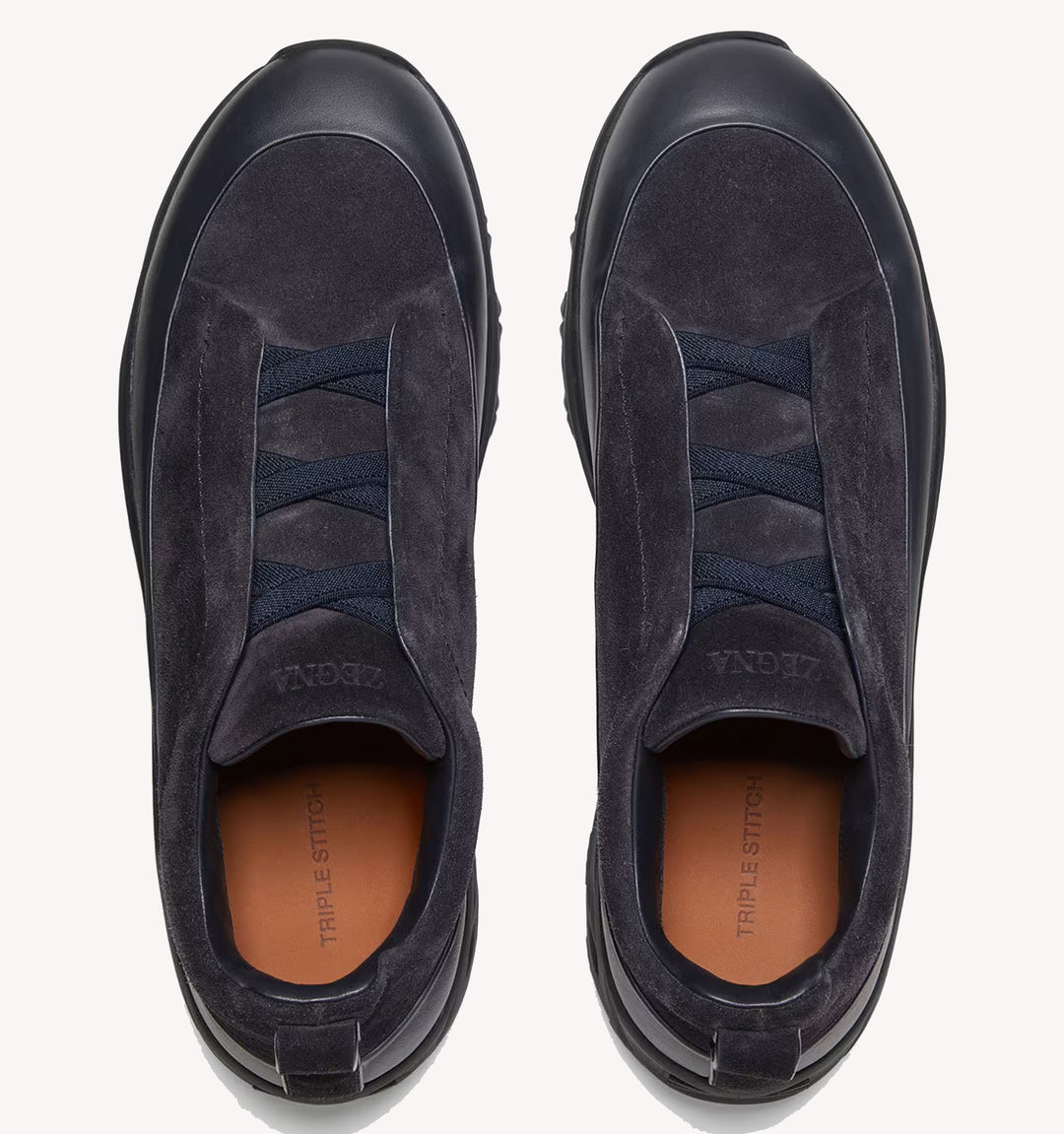 Zegna Triple Stitch Suede Monte Sneaker in Navy Blue