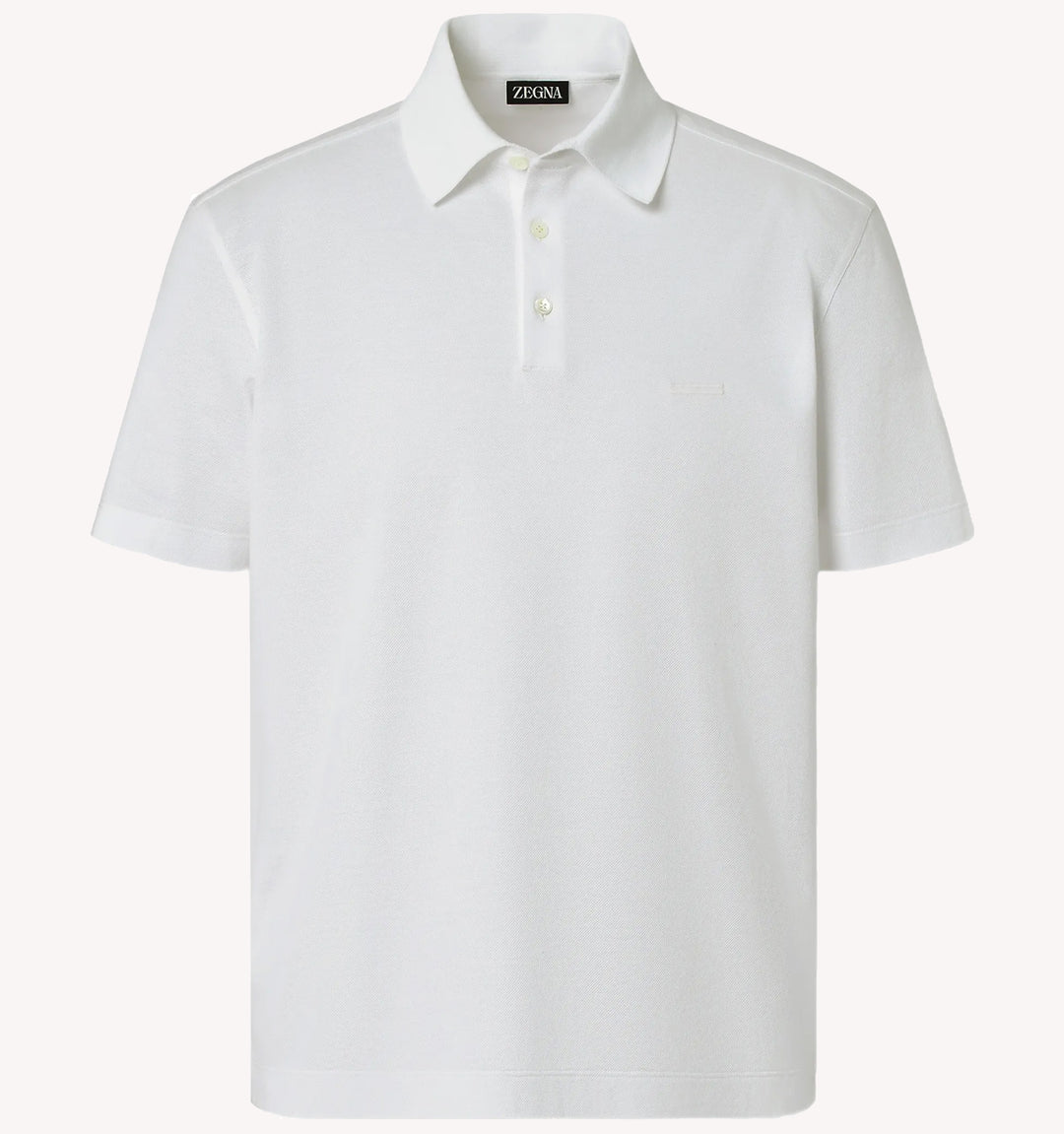 Zegna Piqué Polo in White