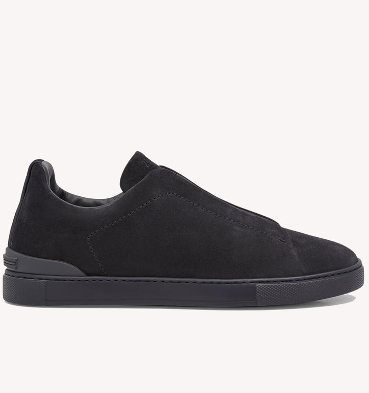 Zegna Triple Stitch Suede Sneaker in Navy